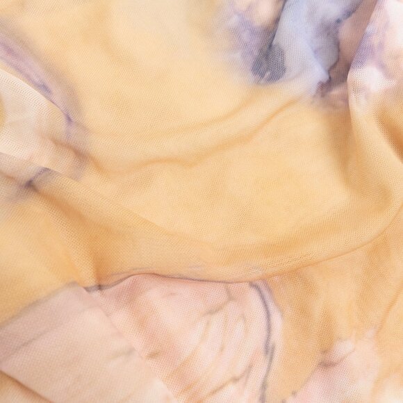 COMMENSE Granite Tie Dye Mesh Ruched Midi Dress Watercolor Abstract Pattern - Picture 8 of 14